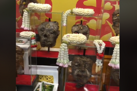 タイ珍ニュース！人の顔皮に祈ると芸能界で成功する！？